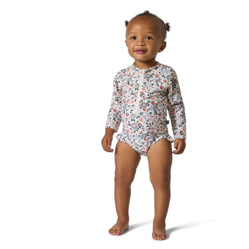 Modern Moments by Gerber Baby and Toddler Girl Peplum Ruffle Rashguard, Sizes 0/3M - 5T
