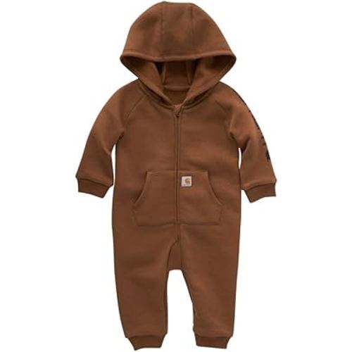 Carhartt baby-boys Long-sleeve Hooded Zip-up Footless Jumpsuit One-piece Hoodie