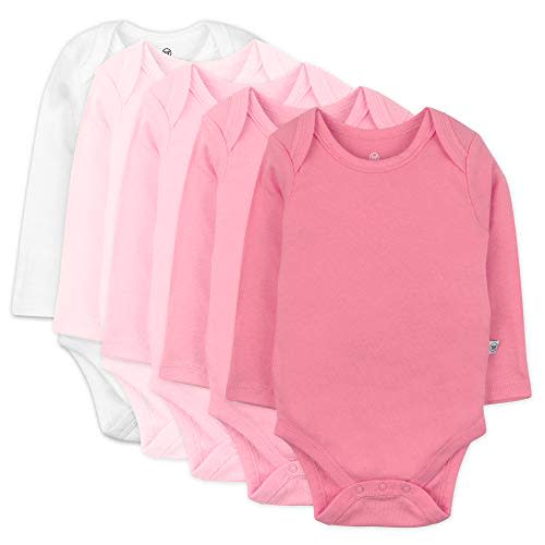 HonestBaby baby-girls 5-pack Long Sleeve Bodysuits One Piece 100% Organic Cotton for Infant Baby Girls