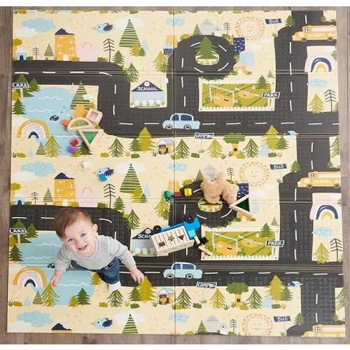 Regalo 77"x71" Extra Large Alphabet Play Mat for Babies and Toddlers, Alphabet Animal and Object Learning Mat, Non-Toxic Waterproof Foam Design, Reversible, Foldable for Easy Storage, Wipe Clean, Gray