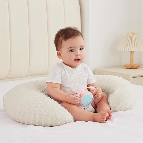 Nursing Pillow for Bottle and Breastfeeding, Ergonomic Comfort Nursing Essentials for Mom and Baby, Feeding Support Pillow with Removable Cover, Easier and Healthier Nursing (Fog)