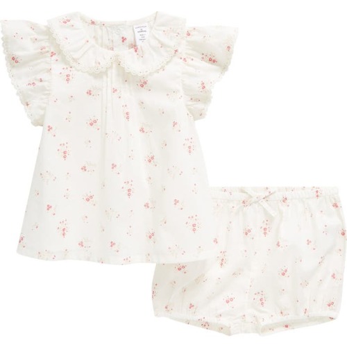 Baby Flutter Top & Bloomers Set, Ivory- Pink Cutie Floral