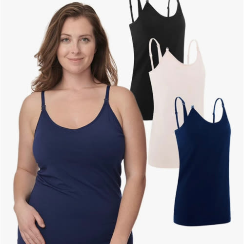 Under Control Nursing Cami Tank Tops for Breastfeeding Women Nursing Tops Maternity Shirts, Camisoles with Built in Bra 3Pack
