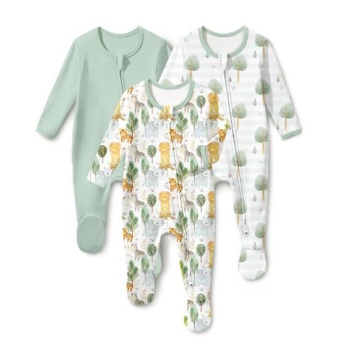 Baby Sleepers 100% Organic Cotton Pajamas for Newborn 0-3 3-6 6-9 Months Boys Girls Clothes Footed Pjs