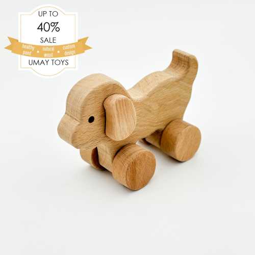 Personalized Wooden Dog Toy, Personalized Baby Shower Gift, Engraved Wooden Dog Toy for Baby - Custom Nursery Decor