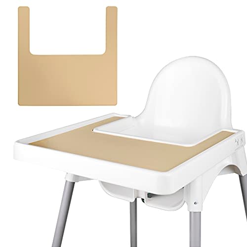 High Chair Placemat, Long Lasting High Chair Placemat Silicone, Clean and Hygienic, Suitable for IKEA Antilop Highchai, for Toddlers and Babies (Khaki)