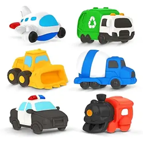 6 PCS Vehicle Floating Bath Toys Mold Free Infant Bath Tub Toys for 12 Months - No Hole Bathtub Toys for Toddlers 1-3 Water Pool Toys for Baby Toddler Ages 1+