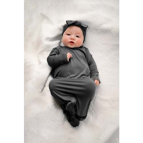 Baby Knot Gown Set: Charcoal Grey