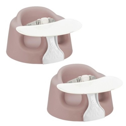 Bumbo Infant Floor Seat PLUS+ Sit Up Chair, Adjustable Harness, Rose, 2 Pack
