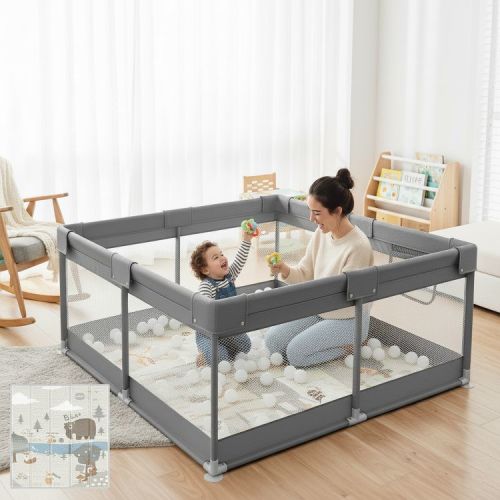 Fodoss Baby Playpen with Mat ,47 x 47 In Playpen for Babies and Toddlers, Indoor & Outdoor Activity Center, Safety Baby Fence