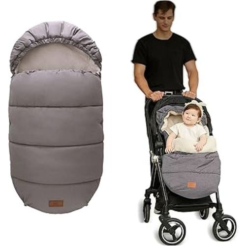 LAT Baby Warm Bunting Bag Universal,Stroller Sleeping Bag Cold Weather,Waterproof Toddler Footmuff(Detachable,Grey)