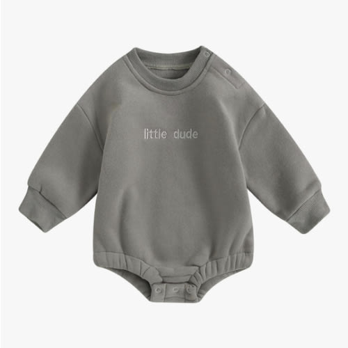 VISGOGO Newborn Infant Baby Boy Girls Oversized Romper Little Dude Sweater Onesie Coming Home Outfit Neutral Clothes