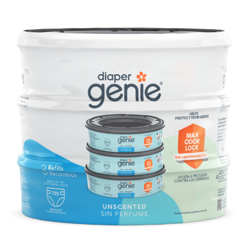 Diaper Genie Diaper Pail Refills, Unscented, 3 Pk, 720 Ct