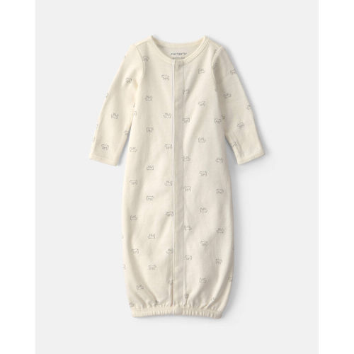Baby Bear Long-Sleeve Sleeper Gown - Cream | Carter’s Oshkosh Canada