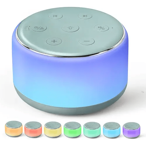 FamiSym White Noise Sound Machine Baby for Sleeping with Night Light – 34 Soothing Sounds, Rechargeable White Noise Machine for Kids Adults Sleep, Portable Lullaby Machine Baby Soother (Slate)