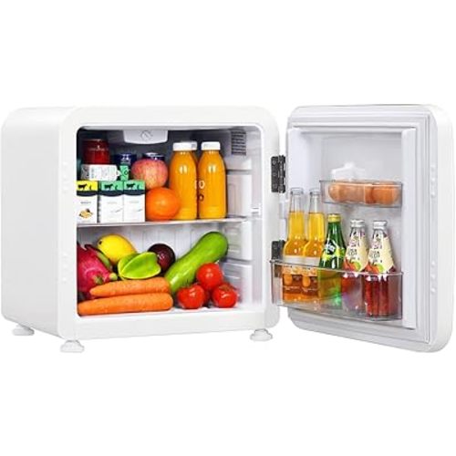 COSTWAY 1.6 Cu.ft Mini Fridge, Compact Refrigerator with Auto Defrost, Single Reversible Door, Adjustable Thermostat for Office, Dorm, Bedroom, Apartment (White)