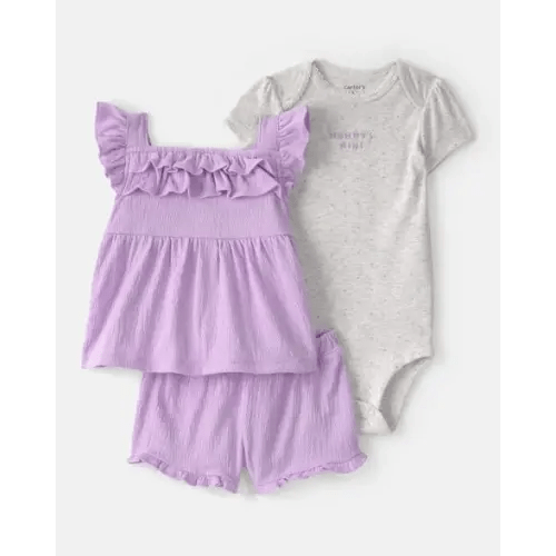 Baby Girl 3-Piece 'Mommy's Mini' Outfit Set - Purple/Grey | Carter's