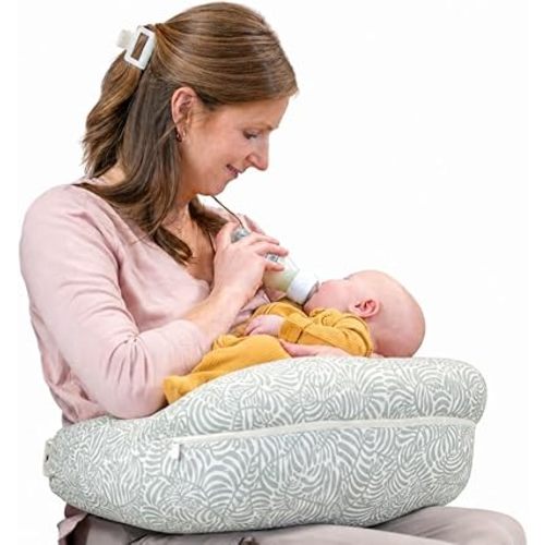Boppy Complete Nursing Pillow, Breastfeeding & Bottle Feeding Ergonomic 2-in-1 Feeding Pillow with Removable Belt, CloseComfort No-Gap Design, Full-Length Bolster, Washable Cover-Green Sage Vines