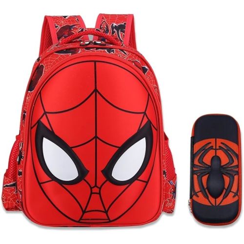 Cartoon Spider Schoolbag with Pencil Case - 3D, Waterproof, Large-Capacity for Primary School Boys (14in)