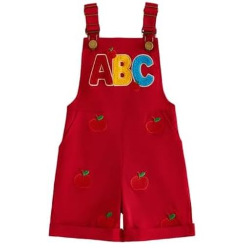 Back to School Toddler Baby Boy Outfit Apple Embroidery Overalls Shorts Suspender Pants First Day of School Clothes