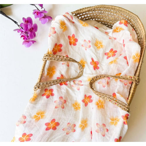 Plumeria Organic Bamboo Swaddle | Tropical Nursery Decor – Coca + B.