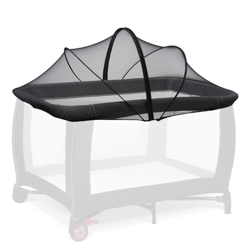 Pack n Play Cover, Travel Crib Net, Pack and Play Mosquito Net Cover with 2-Way Zipper for Playpen, Mini Crib, Twin Bassinet to Keep Cats Out, Black