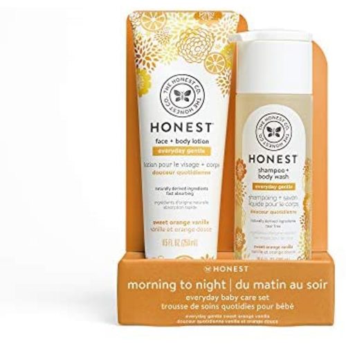 The Honest Company 2Piece Sweet Orange Vanilla Shampoo + Body Wash (10 Fl. Oz.) Face + Body Lotion (8.5 Fl. Oz.) Bundle | Tear Free | naturally Derived Ingredients | sulfate & Paraben Free Baby Bath