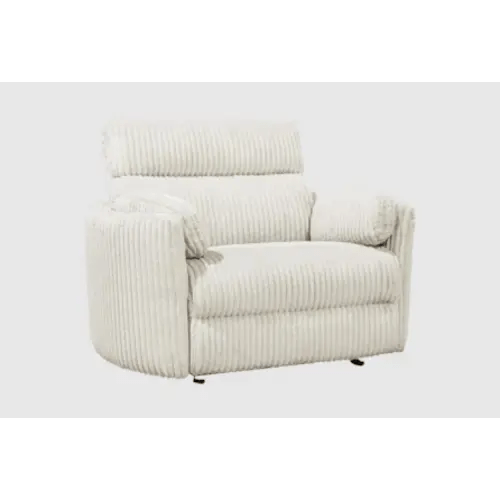 Rayna Ivory Nursery 53" Power Gliding Oversized Channeled Cuddler Recliner With USB | Glider