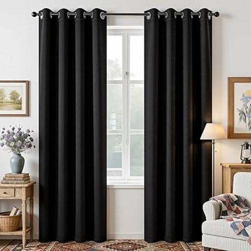 Joydeco Blackout Curtains for Bedroom 84 Inch - Black Out Curtains with Grommets Thermal Insulated Room Darkening Light Blocking, Noise Reducing & Wrinkle-Free Drapes for Living Room Windows, 2 Panels