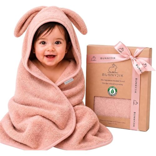Turkish Organic Cotton Hooded Towels - Heritage Aegean Cotton, Organic Thick Bath Towels for Newborn, Best New Born Baby Girls Gift 30×30” Newborn Fit (0–12 Months)
