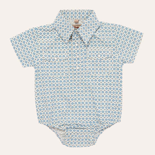 Rafter C Infant Boys' White & Blue Aztec Print Pearl Snap Western Onesie | Cavender's
