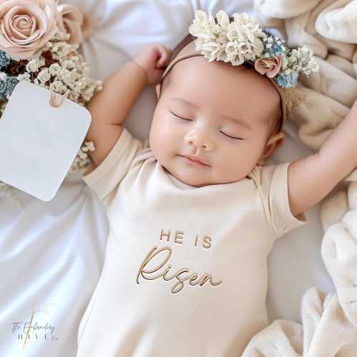 Embroidered He is Risen Onesies® Brand, Easter Bunny Outfit, Easter Toddler Shirt, Cute Easter Onesie®, Happy Easter, Holiday 934