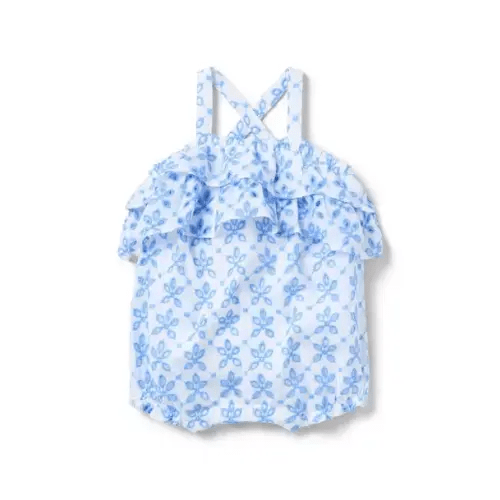 Baby Blue Ripple Floral Baby Floral Eyelet Romper by Janie and Jack