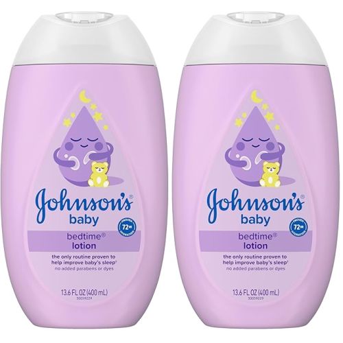Johnson's Moisturizing Bedtime Baby Lotion with Coconut Oil & NaturalCalm Aromas to Help Relax Baby, Hypoallergenic & Free of Parabens, Phthalates & Dyes, Mild Skin Care, 13.6 fl. Oz (Pack of 2)