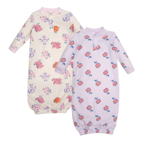 Hudson Baby Infant Girls Fleece Gowns, Baby Bird, 0-6 Months