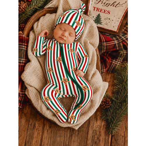 2-Way Zip Footie, Gingerbread Lane