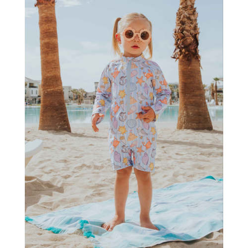 Crabby & Cute Long Sleeve Rash Guard One Piece Swimsuit
