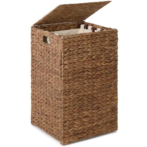 Best Choice Products Small Laundry Hamper W/ Lid, Handwoven Laundry Basket, W/ Washable Liner & Handles - Chestnut
