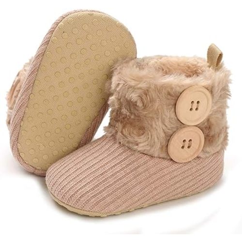 Timatego Baby Girl Cowboy Tassel Boots Side Zipper Non Slip Stay On Booties Infant Toddler First Walker Warm Winter Crib Shoes 3-18 Months