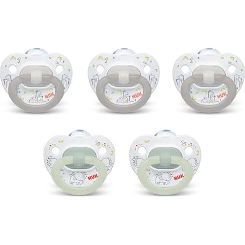 NUK First Choice Classic Orthodontic Baby Pacifier, 0-6 Months Newborn Pacifier, Assorted Colors, Baby Must Haves, 5-pack