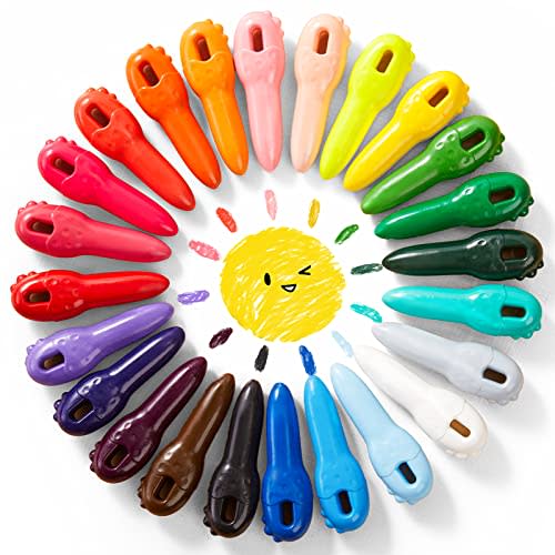 Mess Free Beeswax Crayons for Toddlers, 24 Colors Baby's First Washable Jumbo Crayon with 108 FREE Coloring Books PDF Pages, Big Large Crayons for Kids Ages1-3,2-4,4-8 Keep Kids Busy Coloring