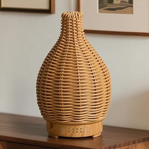 Essential Oil Diffuser Diffuser -Aromatherapy Diffuser for Essential Oils with Timer and 7 Colors LED Light Ultrasonic Diffuser with Auto Shut-Off, Home Office Decor&Gift(Handwoven)