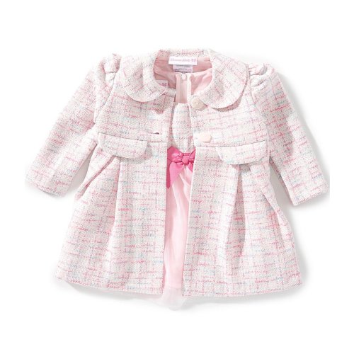 Bonnie Jean Baby Girls Long-Sleeve Boucle Coat & Sleeveless Boucle/Mesh Fit-And-Flare Dress Set