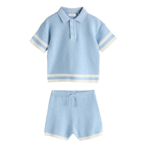 Stripe Polo Sweater & Shorts Set, 12-18M