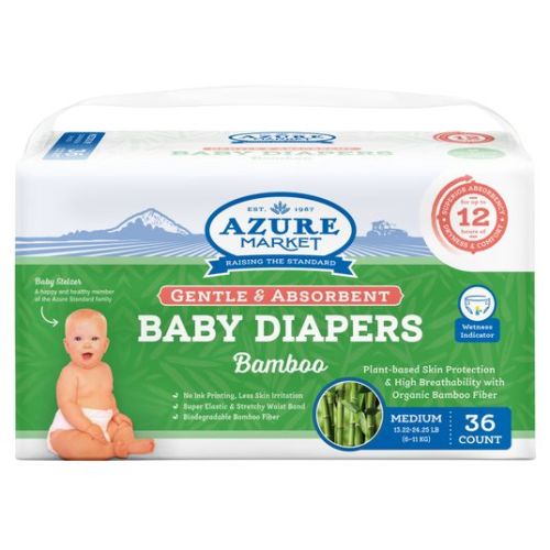 Baby Diapers, Biodegradable Bamboo, Medium, 36 ct