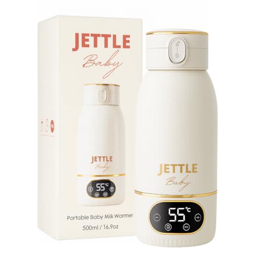 Portable Wireless Milk Warmer for Baby, 500ml Stainless Steel Bottle Heater – 3-Min Fast Warming, Rechargeable, Digital Display, Auto Shut-Off, Leak-Proof, Easy to Clean, Travel-Ready