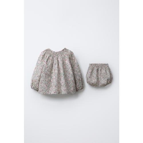 FLORAL SHIRT AND BLOOMER SET (Multicolored)