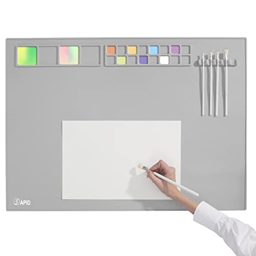 SAPID Extra Large 32"x24" Silicone Painting Mat with Raised Edges, NonStick Silicone Craft Mat for Resin Casting, Silicon Art Matt for Kids, Creator, Silicone Mats for Crafts, Clay, DIY, Gray