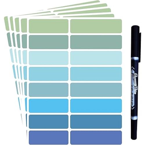 Waterproof Removable Labels Name Tags - 320PCS with Pen Adhesive Name Label Stickers for Water Bottles, Baby Daycare, Kids School Supplies, Home Office Organization