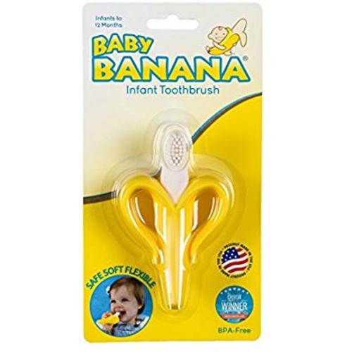 Baby Banana - Yellow Banana Toothbrush, Training Teether Tooth Brush for Infant, Baby, and Toddler